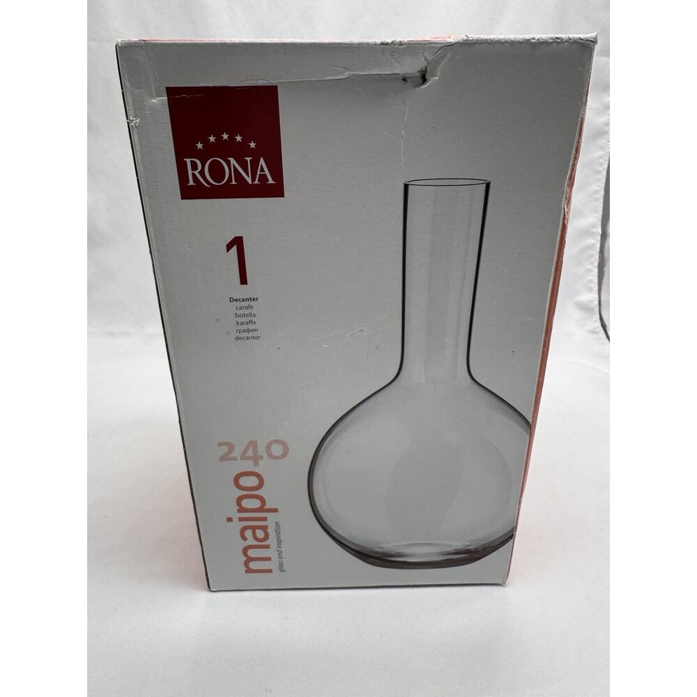 Rona Glassworks Slovakia Wine Glass Decanter Open Box Holiday Party Entertaining